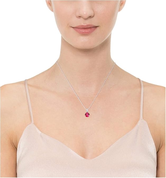 Rond Cut Ruby Necklace | White Gold