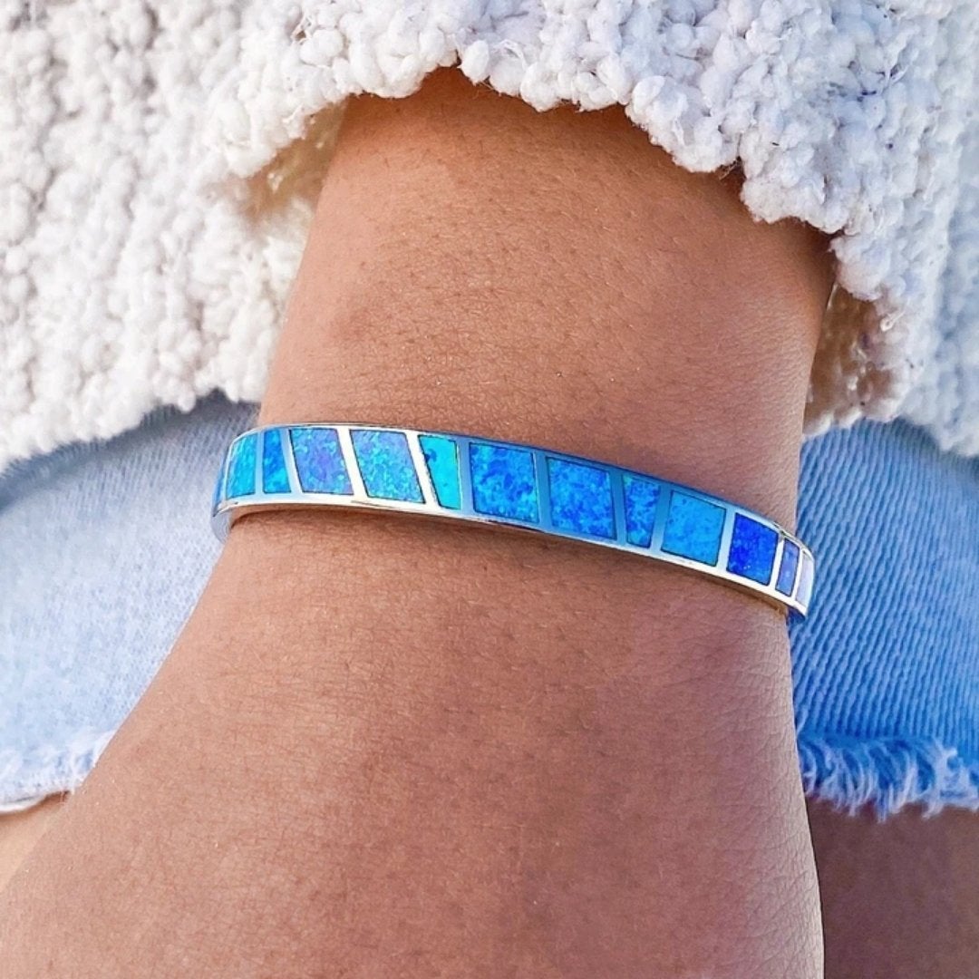 Silver and Blue Opal Bracelet