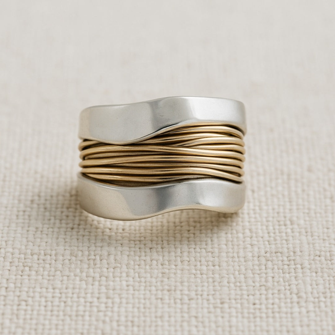 Golden Silver Threads Ring