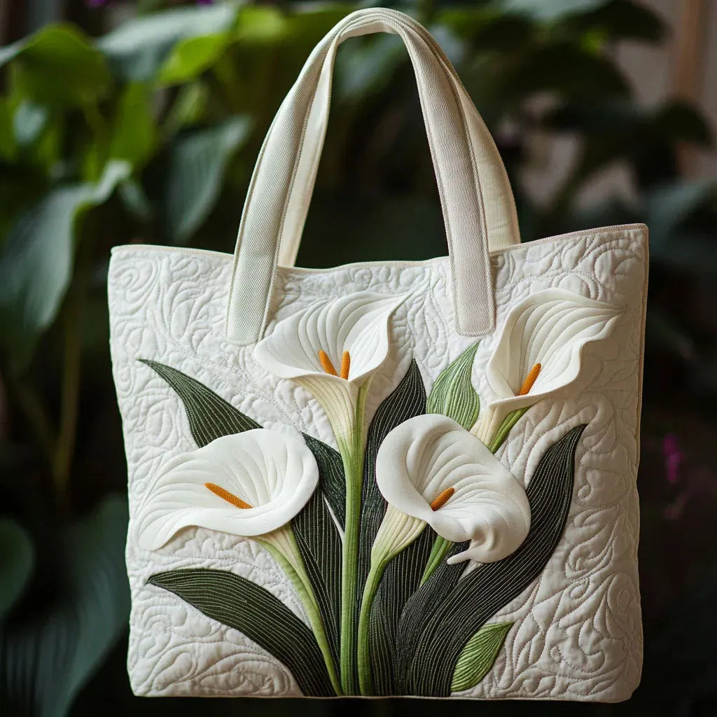 Artisan Quilted Bag - White Lilies