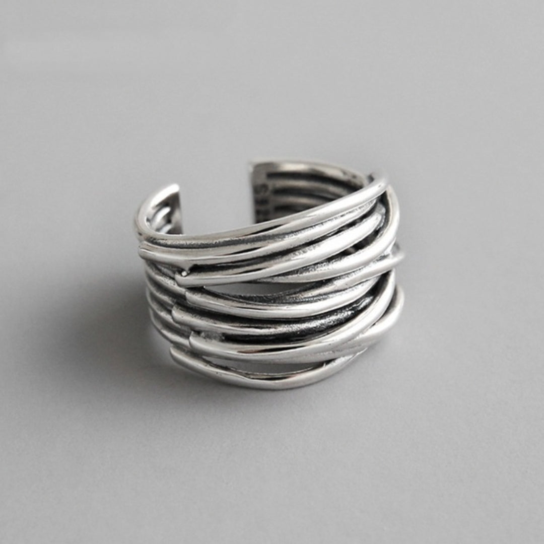 Modified title: 926 Sterling Silver Adjustable Layered Ring