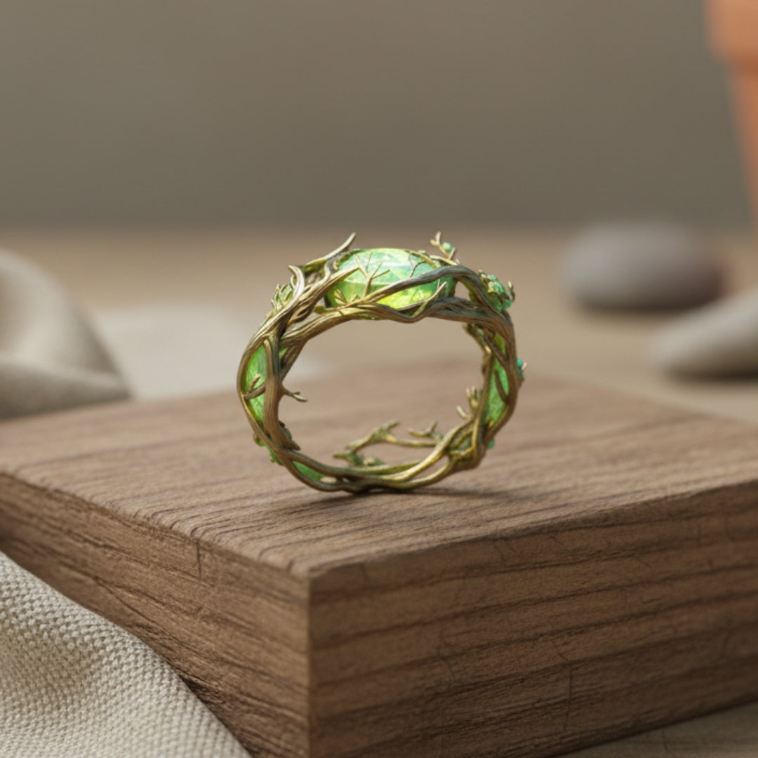 Nature-Inspired Green Opal Ring