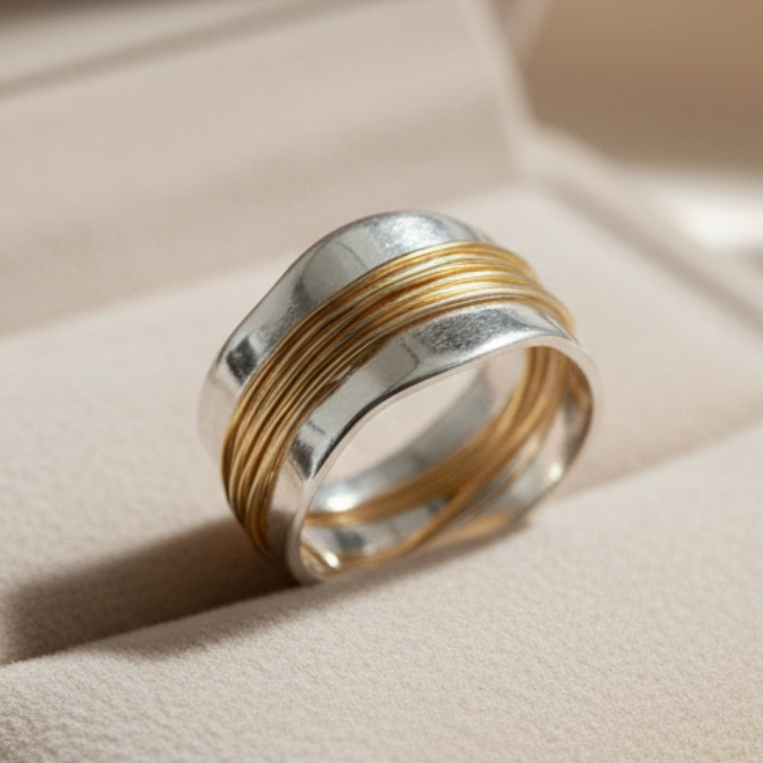 Golden Silver Threads Ring