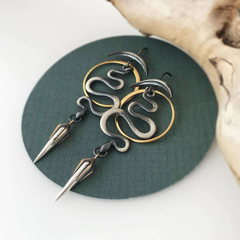 Serpentine Spiral Earrings in Irregular Geometric Design
