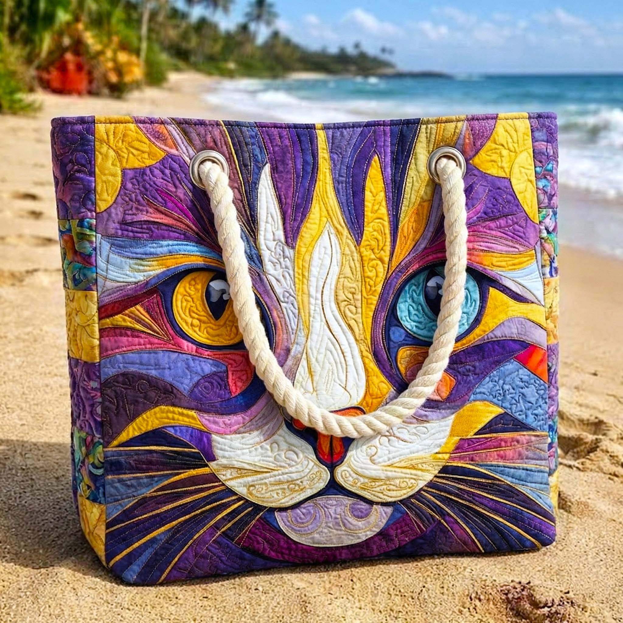 Quilted Catitude Beach Bag