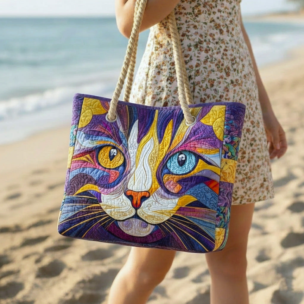 Quilted Catitude Beach Bag
