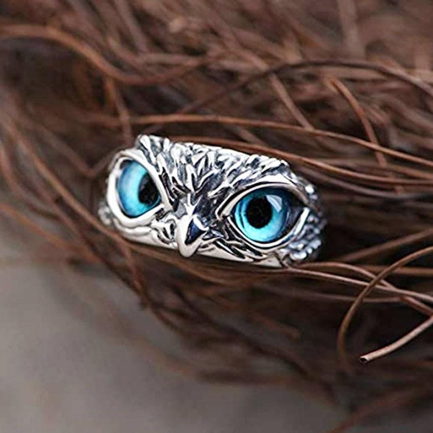 Silver and Opal Adjustable Ring of Good Luck Owl