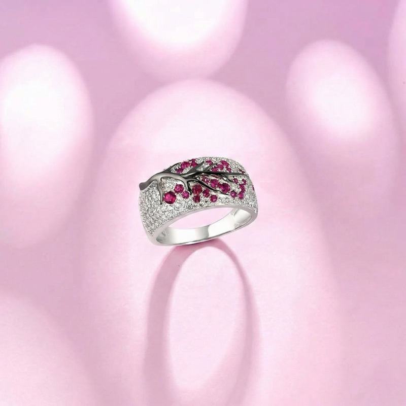 Rubi Blossom Tree Ring | White Gold