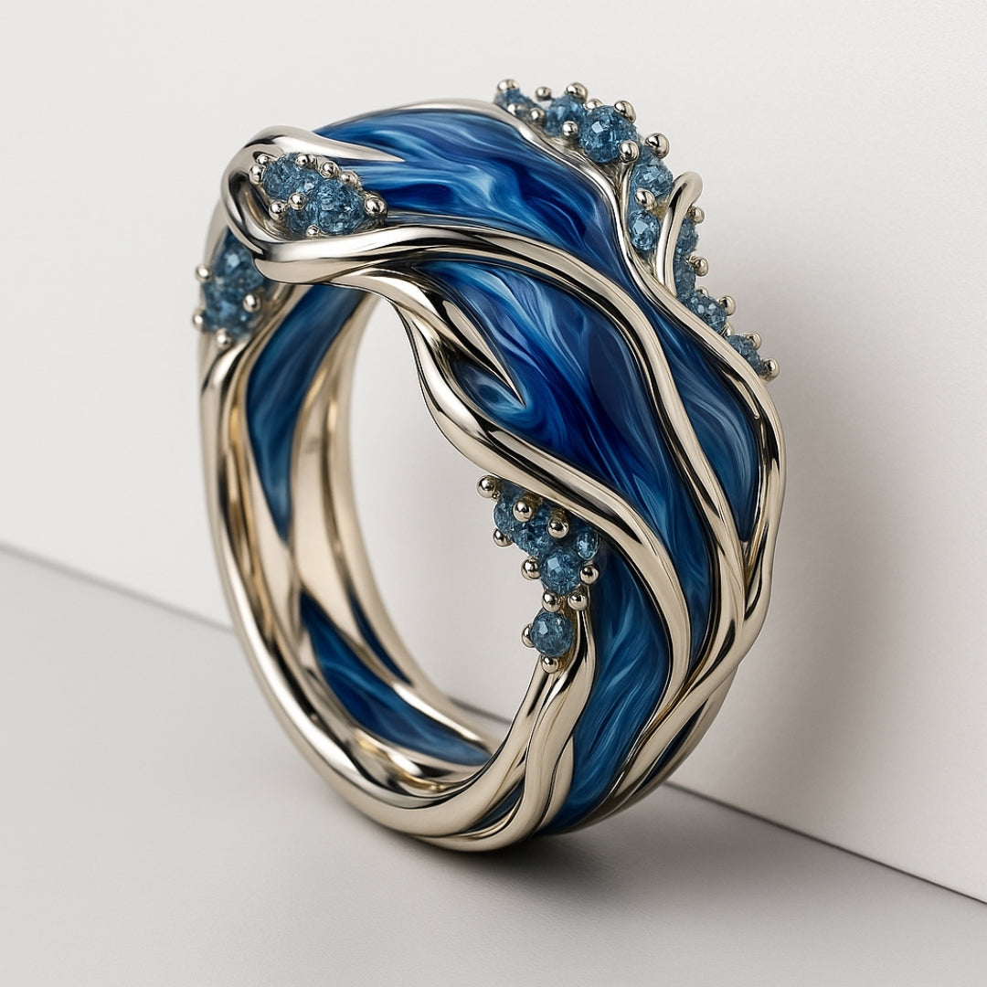 Vintaje Golden Ocean Wavy Ring