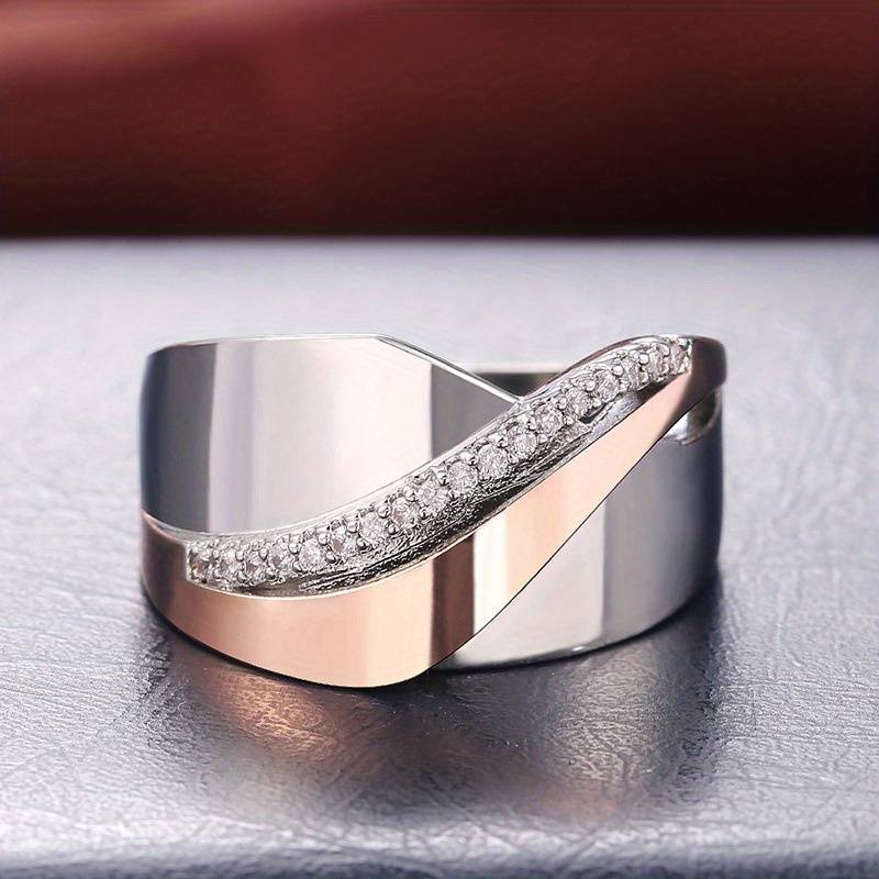 Rose Gold & Silver Vintage Zirconia Ring