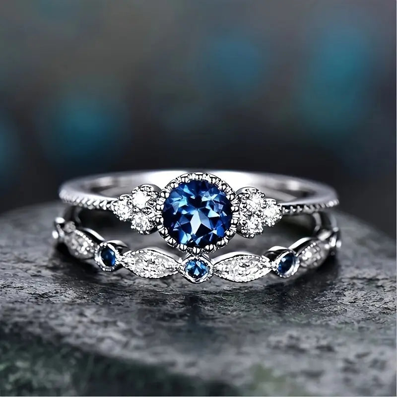 Sapphriell Crown Ring Set | White Gold
