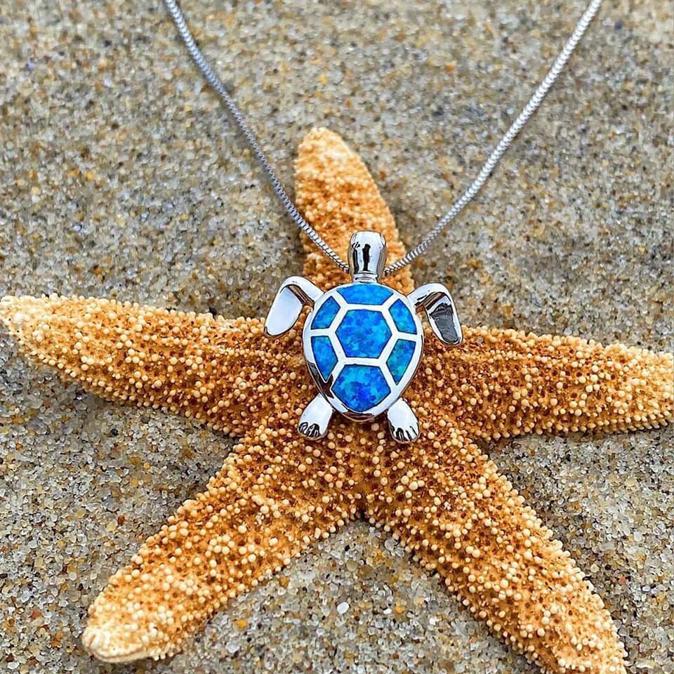 Sear Turtle Necklace + Earrings Set in Opal and Silver