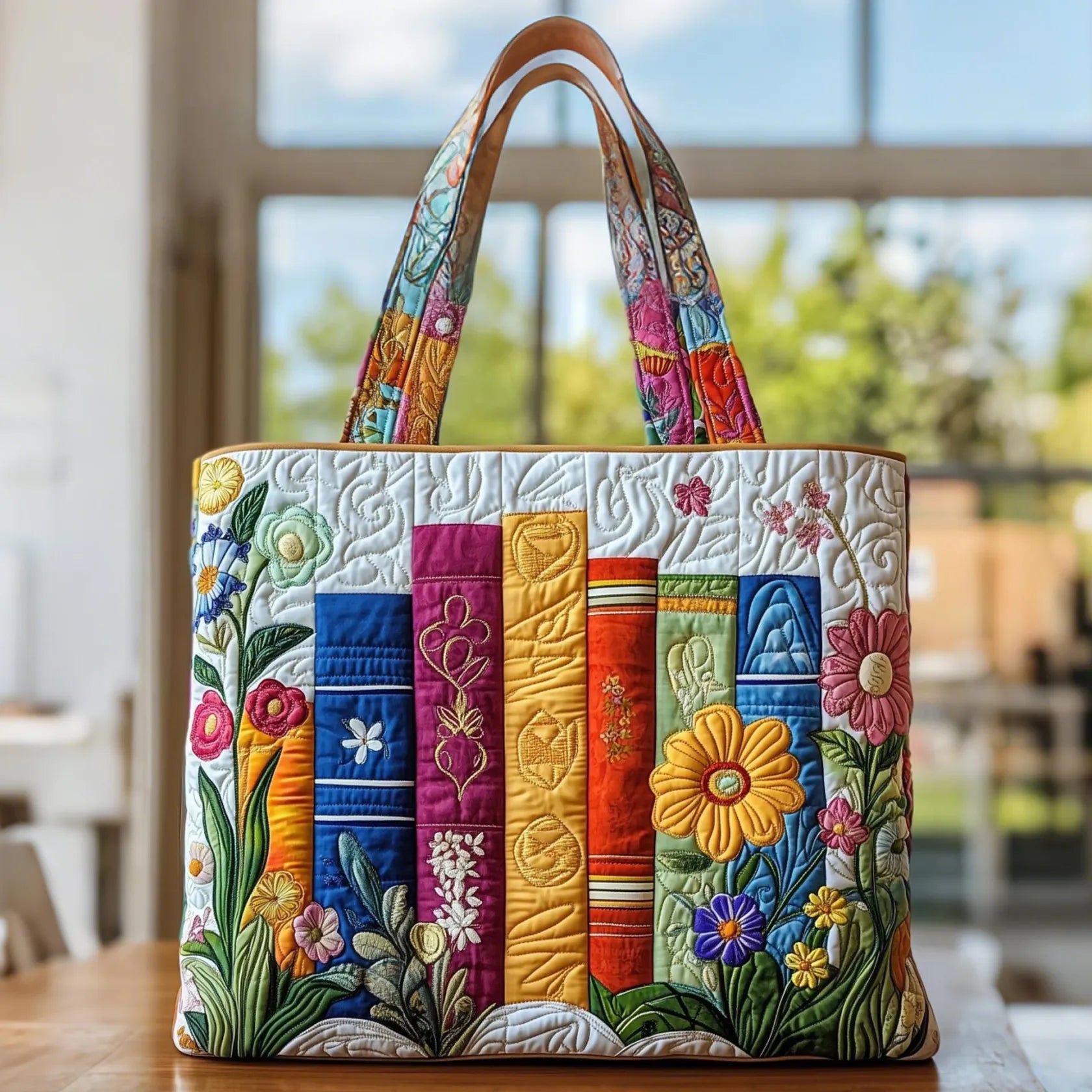 Artisanal Tote Bag - Floral Library