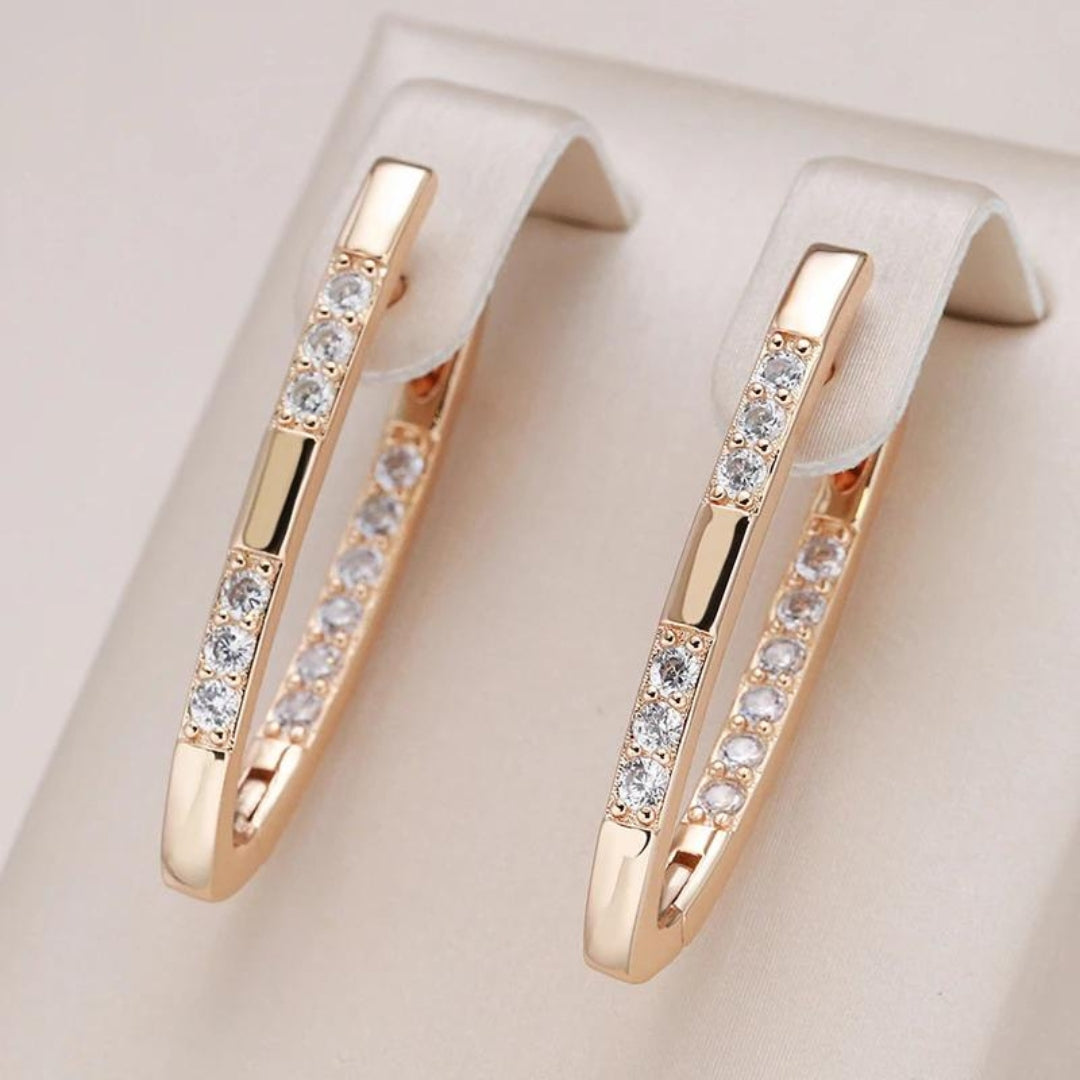 Gold Zirconia Earrings - Elegant Design