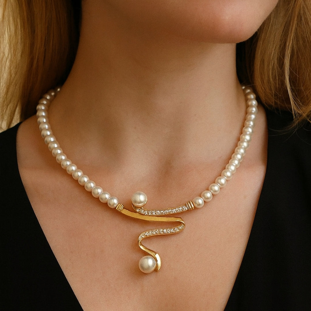 Elegant Pearl Necklace and Earring Set
