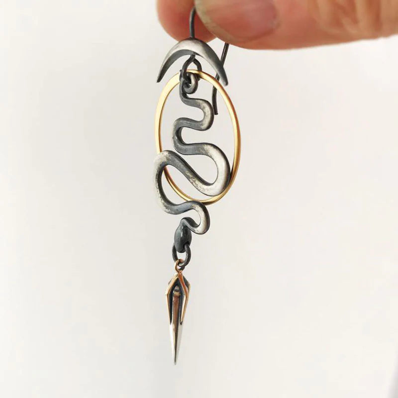Serpentine Spiral Earrings in Irregular Geometric Design