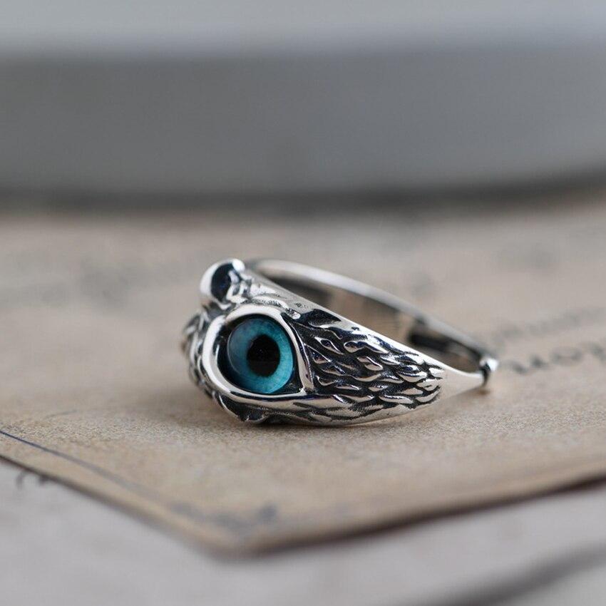 Silver and Opal Adjustable Ring of Good Luck Owl