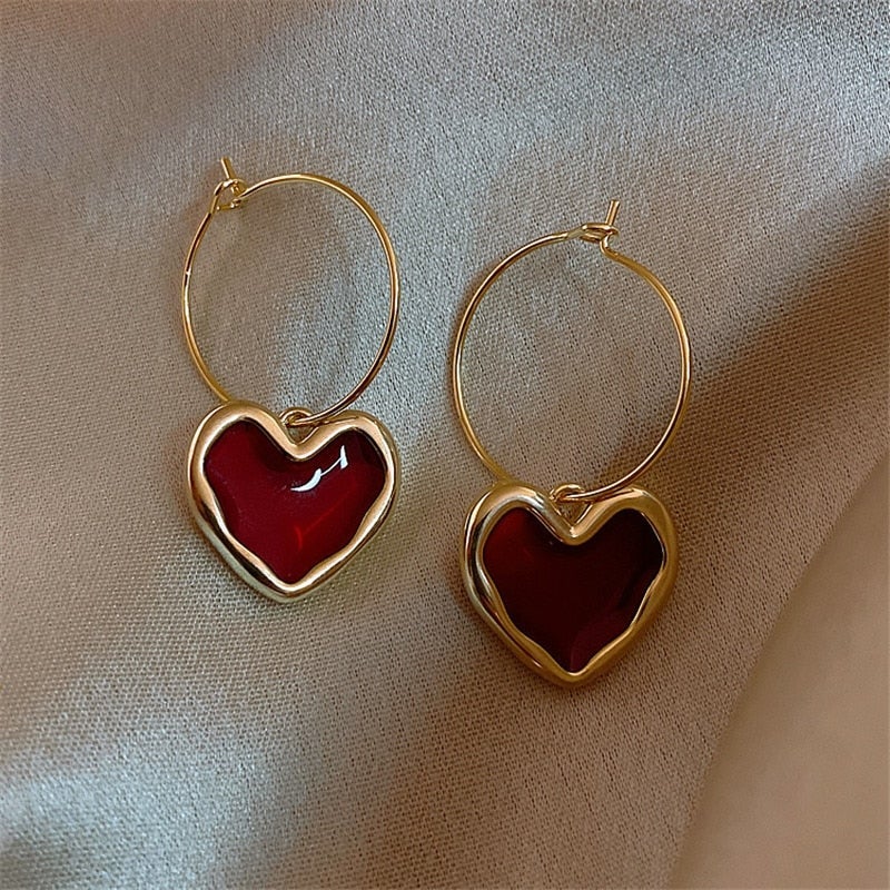 Red Heart Earrings for Little Ones