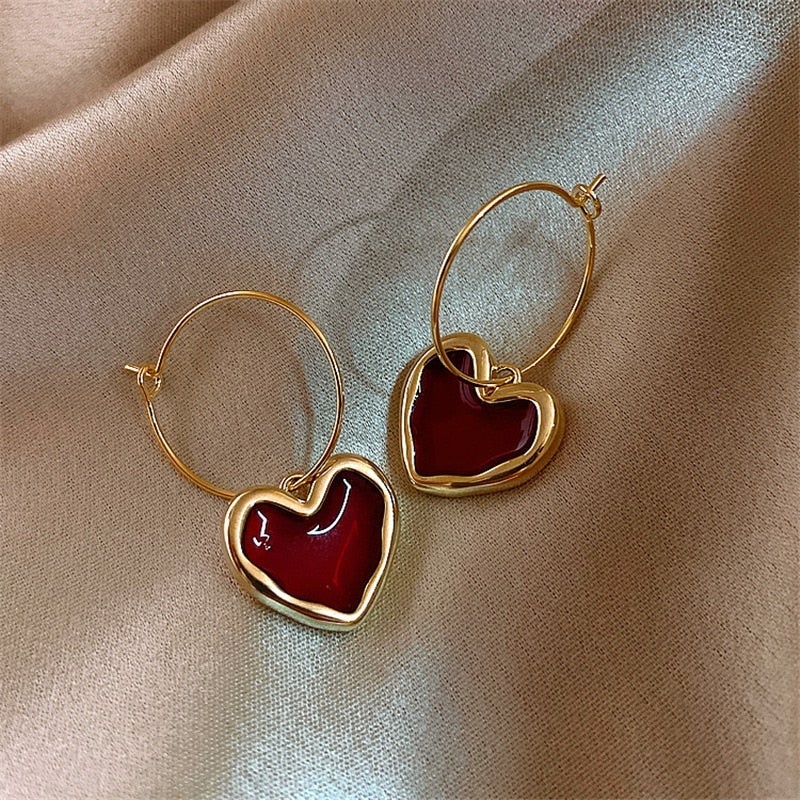 Red Heart Earrings for Little Ones