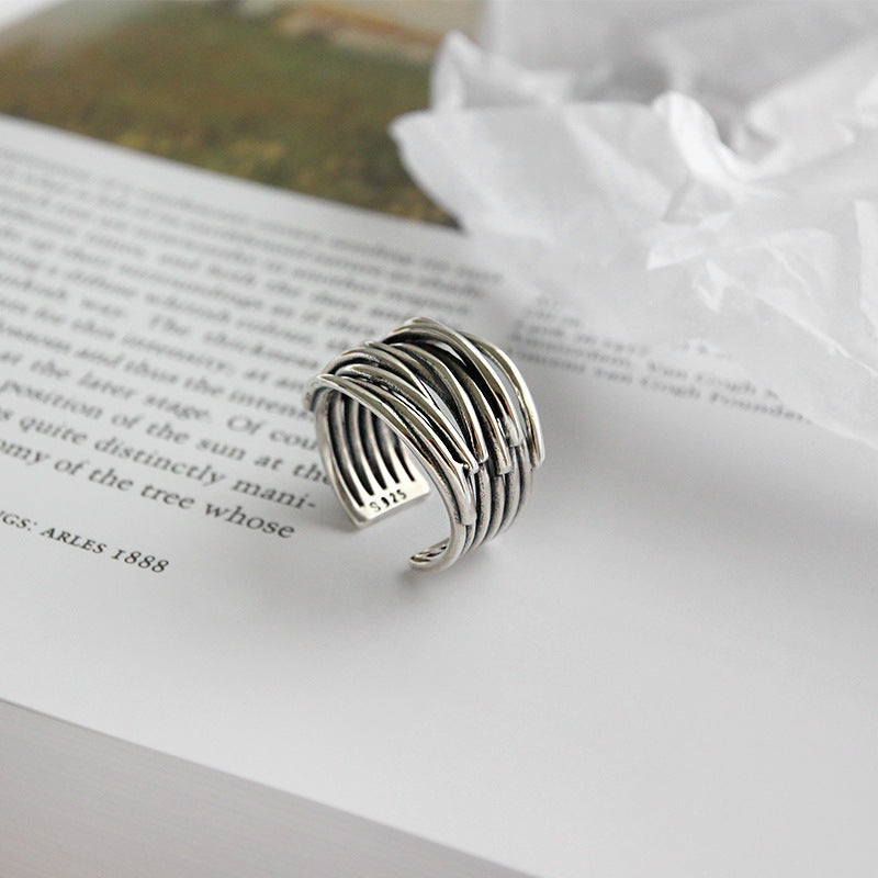 Adjustible Silver Ring with Layers