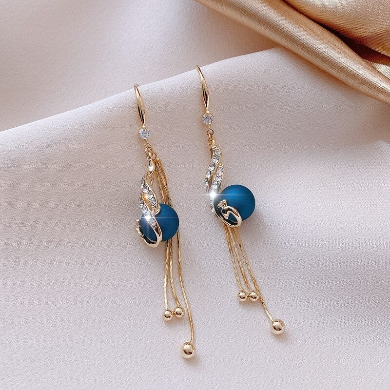 Blue Bead Festive Earrings