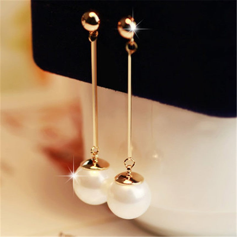 Elegant Hand-Plaid Pearl Earrings with Luxurious Dangle