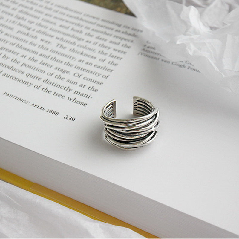 Modified title: 926 Sterling Silver Adjustable Layered Ring