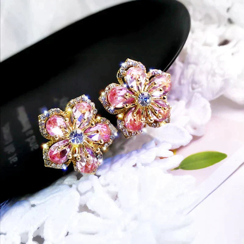 Earrings made of multicolored zirconia in silver