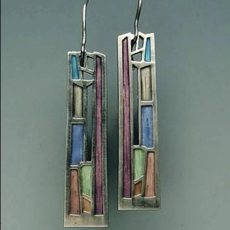 Colorful Vintage Silver Earrings