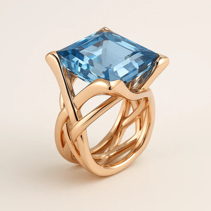 Vintaje Rose Gold Blue Zirconia Ring
