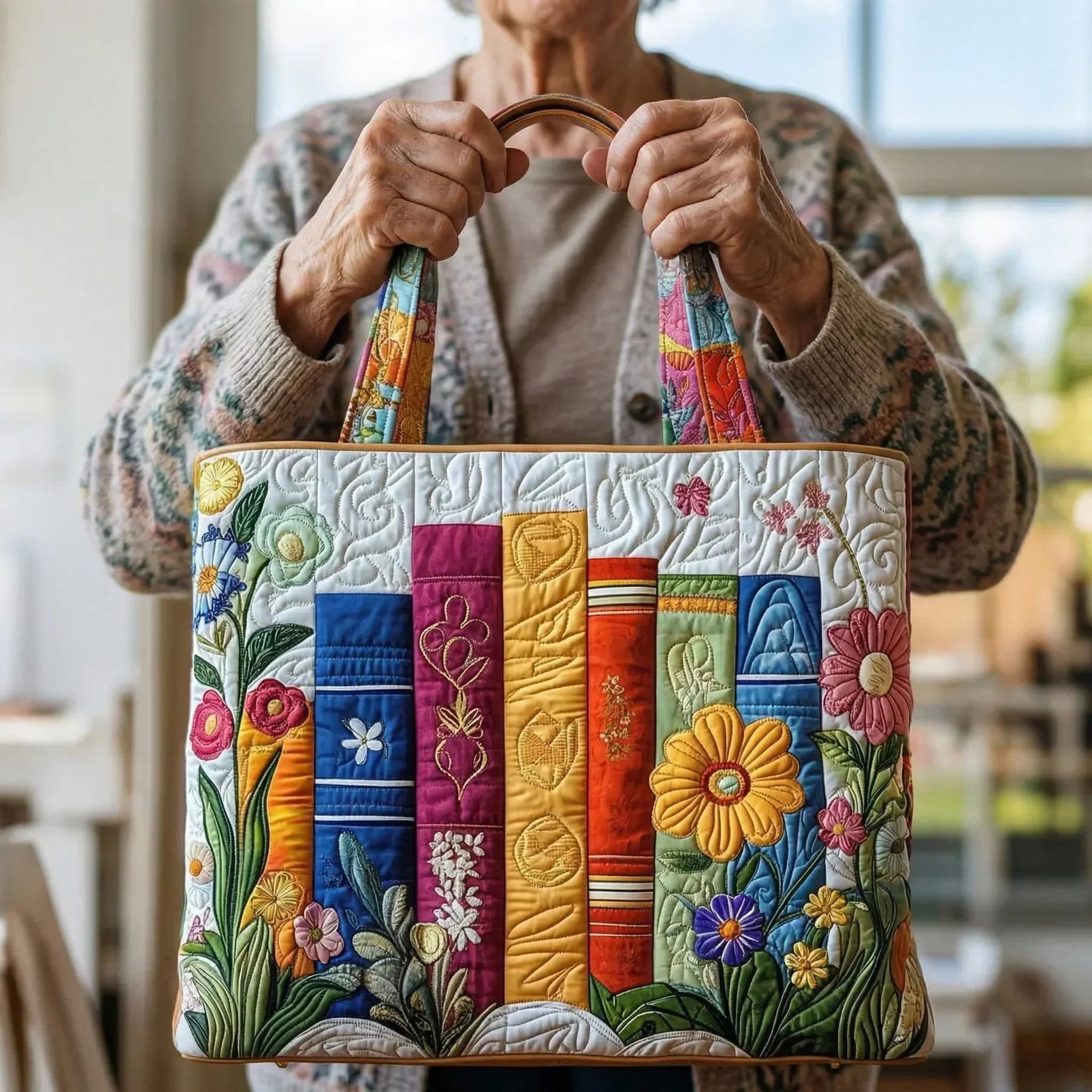 Artisanal Tote Bag - Floral Library