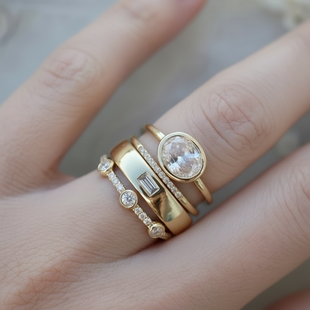 Vintaje Ring made of Gold and Zirconium