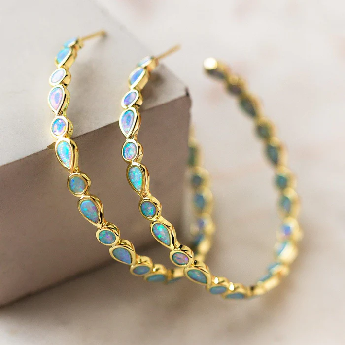 Opal Earrings in Vintage Golden Circle Design