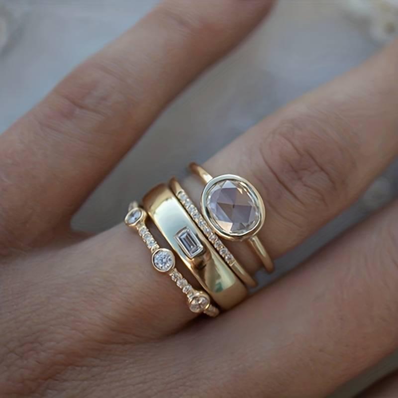 Vintige Gold & Zirconia Ring Set
