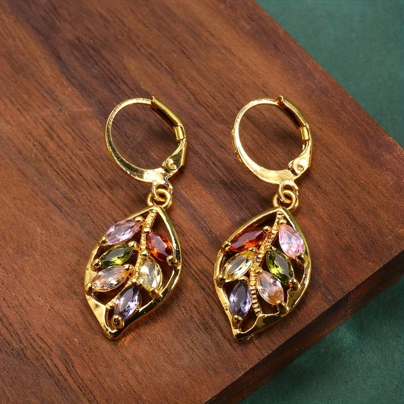 Vintage Goldblatt Earrings with Color Zirconia