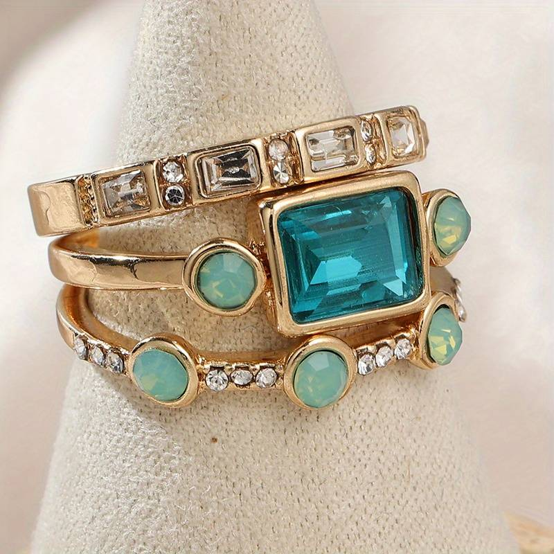 Set of Vintage Blue Crystal Rings