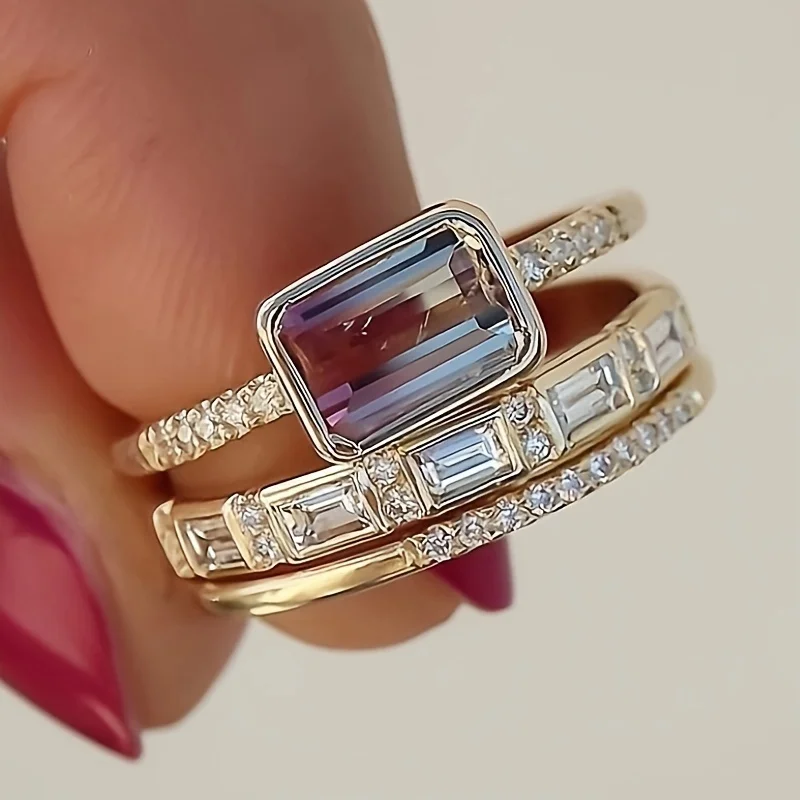 Vintaje Bright Glass Ring Set