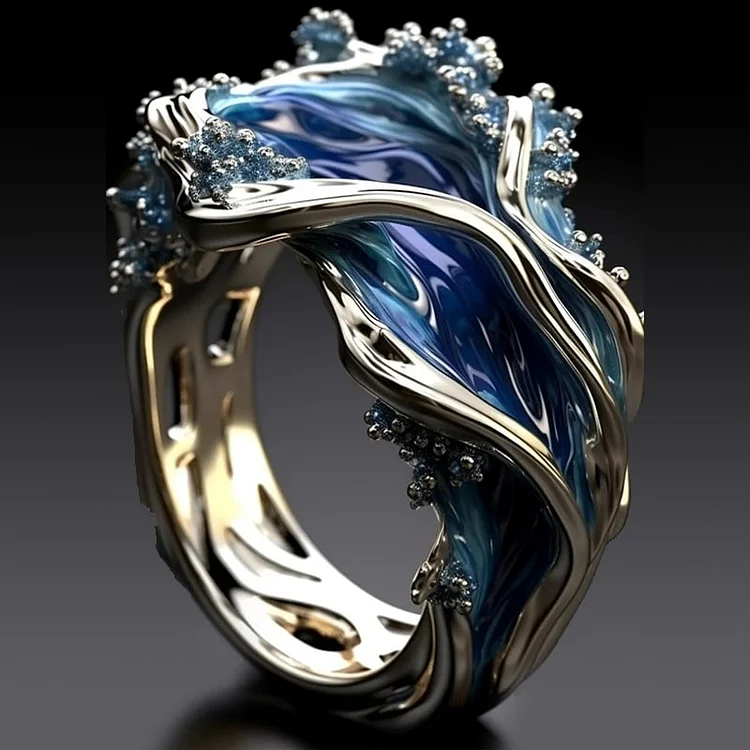 Golden Vintage Wavy Ocean Ring