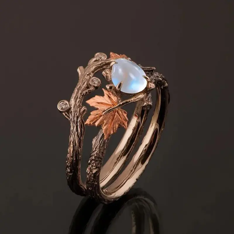 RIng made of natural moonstone
