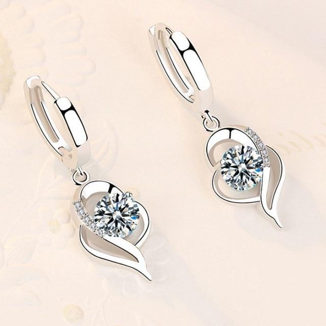 Floral Earrings with Inlaid Zirconia in 925 Sterling Silver